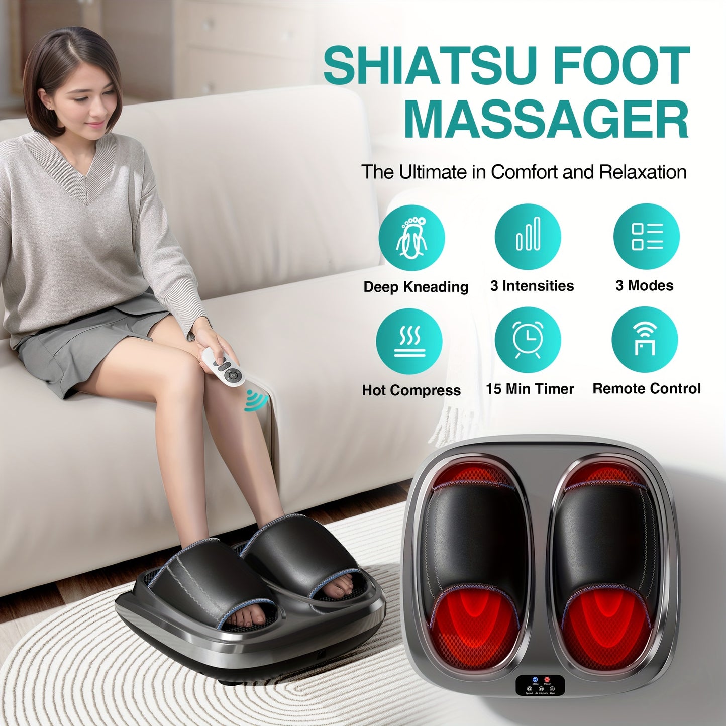 1pc 3D Foot Massager For Circulation With Deep-Kneading And Heat