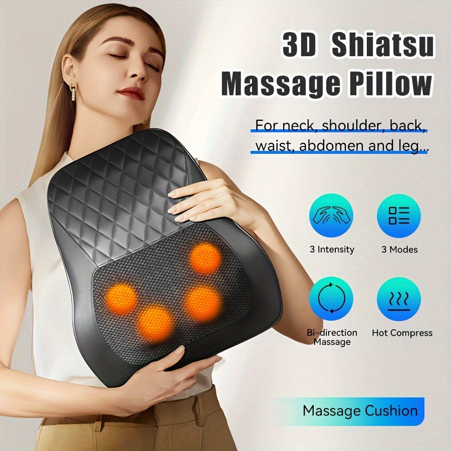 Relaxing 3D Kneading Back & Neck Massager with Heat - Multi-Use for Deep Muscle Relief - The Ultimate Gift for Stress-Free Living