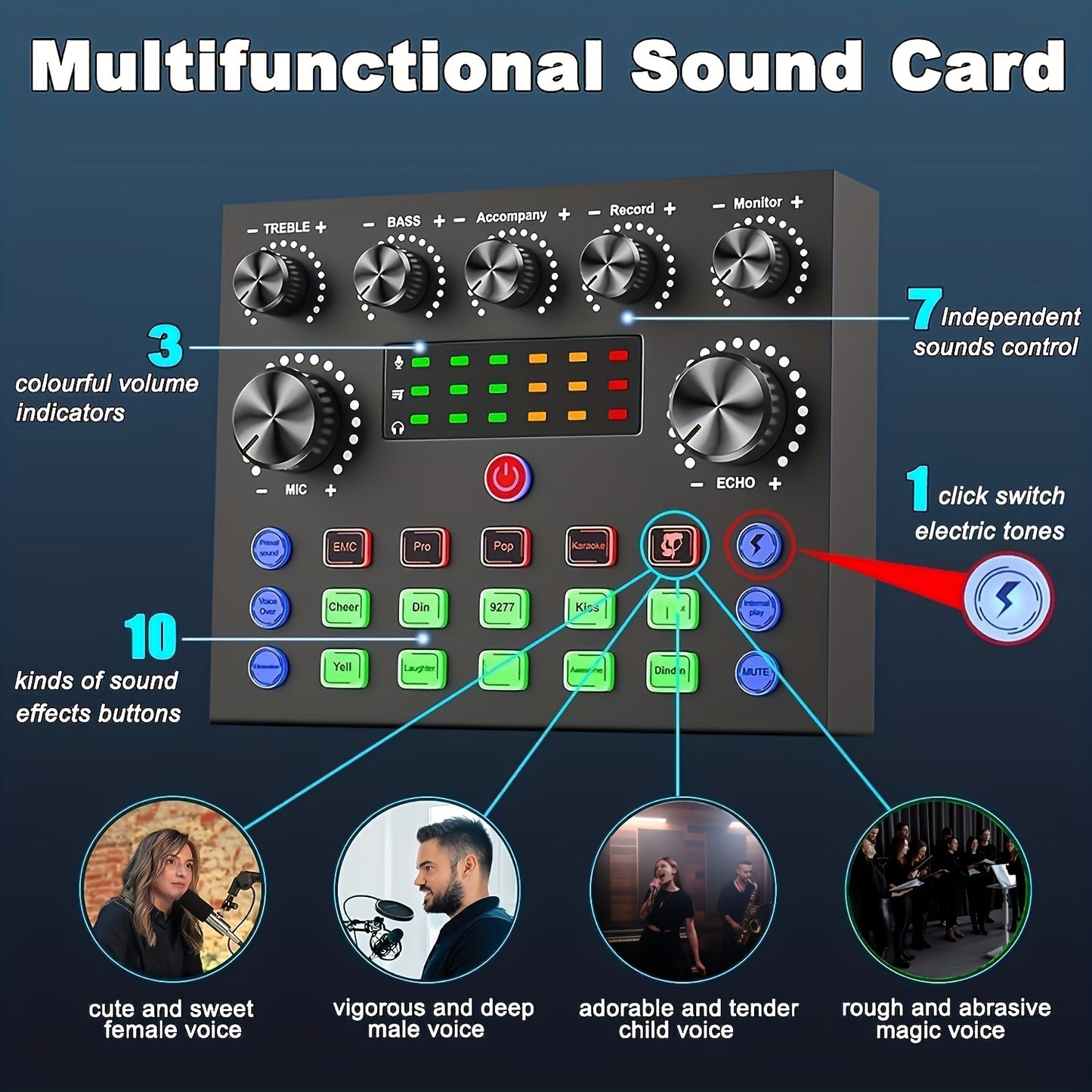 Podcast Equipment Bundle, V8s Audio Interface With All In One Live Sound Card And BM800 Condenser Microphone, Podcast Microphone, Perfect For Recording, Broadcasting, Live Streaming