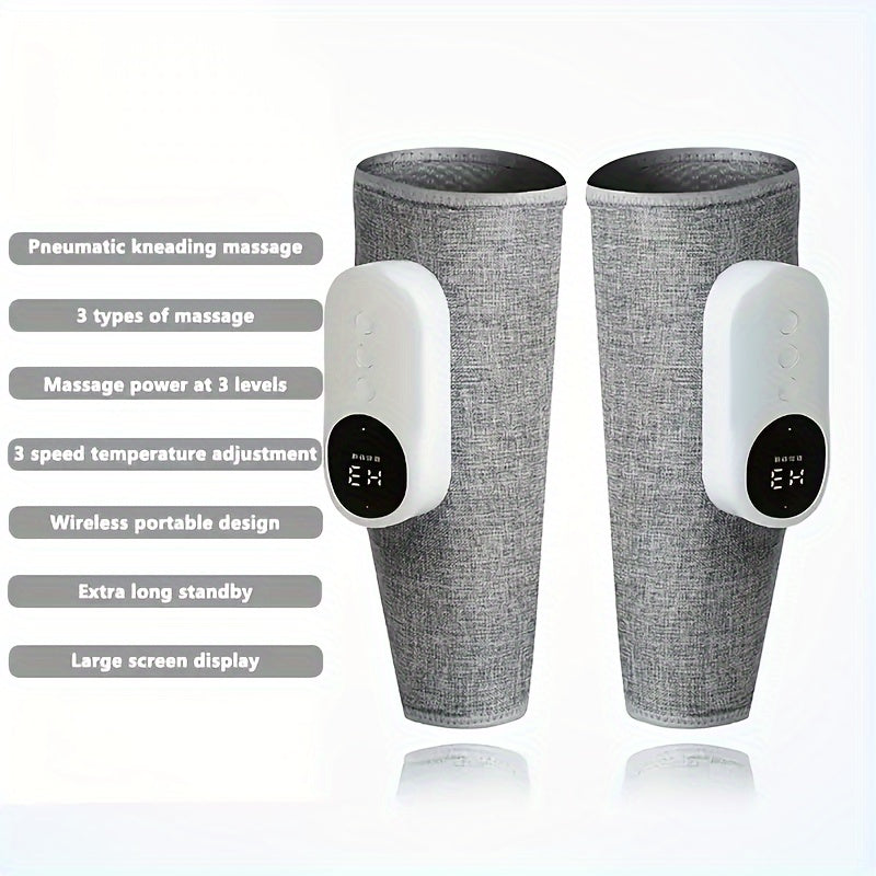 Revitalizing Air Compression Leg Massager with Heat - 3 Intensity & 3 Heat Levels for Calf Muscle Relaxation - Easy-to-Use, 1pc or 2pcs Set - Instant Relief and Soothing Warmth for Tired Legs