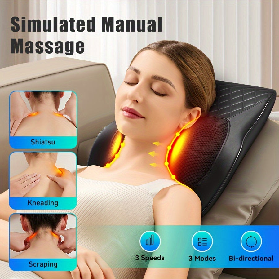 Relaxing 3D Kneading Back & Neck Massager with Heat - Multi-Use for Deep Muscle Relief - The Ultimate Gift for Stress-Free Living