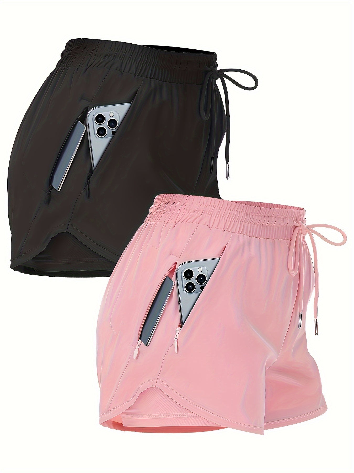 2pcs Causal Sports Shorts With Pocket