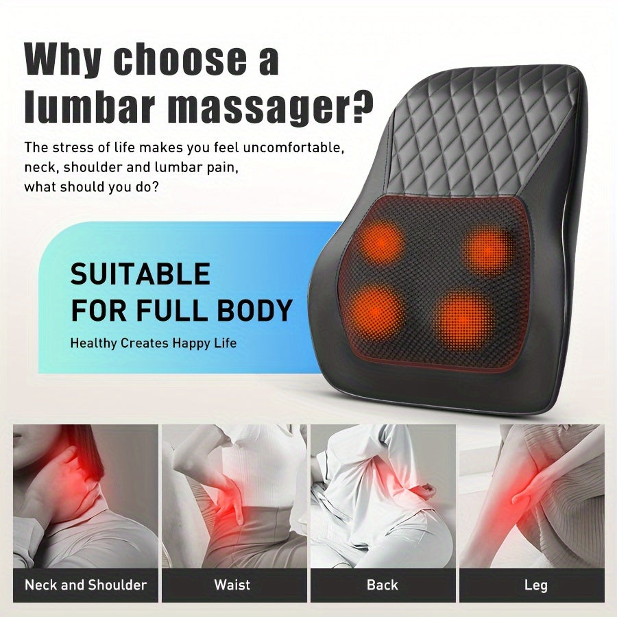 Relaxing 3D Kneading Back & Neck Massager with Heat - Multi-Use for Deep Muscle Relief - The Ultimate Gift for Stress-Free Living