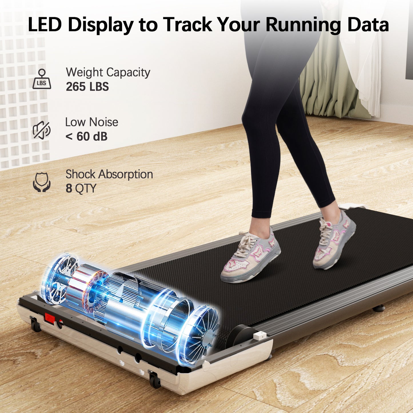 Under Desk Treadmill For Home Office , Remote Control With LED Display