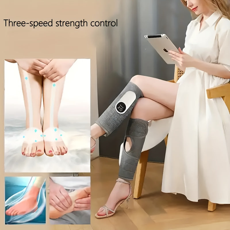 Revitalizing Air Compression Leg Massager with Heat - 3 Intensity & 3 Heat Levels for Calf Muscle Relaxation - Easy-to-Use, 1pc or 2pcs Set - Instant Relief and Soothing Warmth for Tired Legs