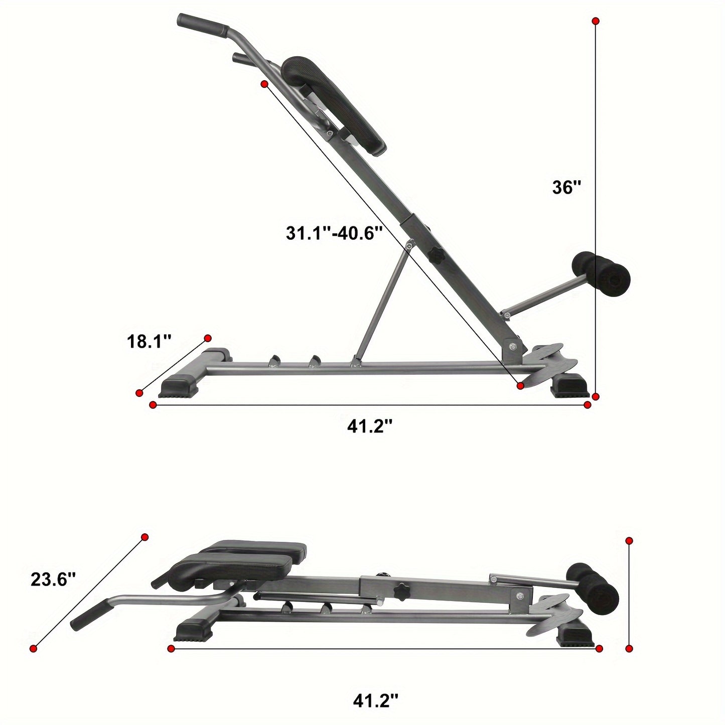 Foldable Core RDL, GHR, Hyperextension Bench