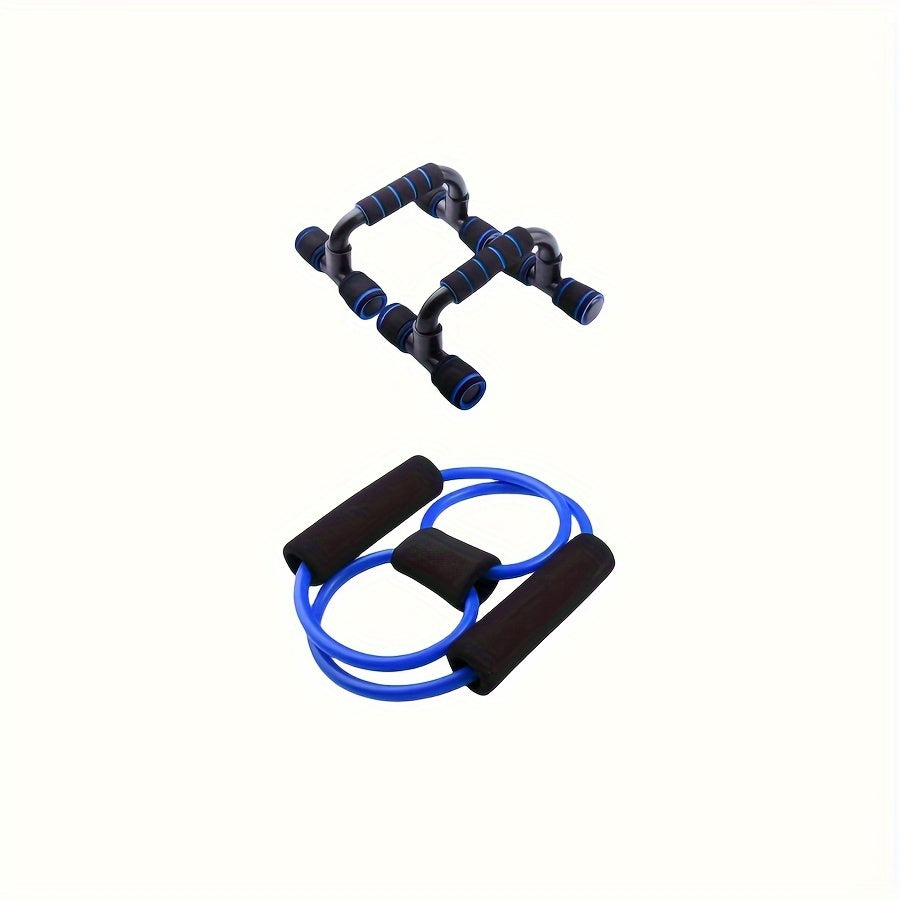 Blue smooth belly wheel push-up stand Jump rope grip device Pull device belly wheel set