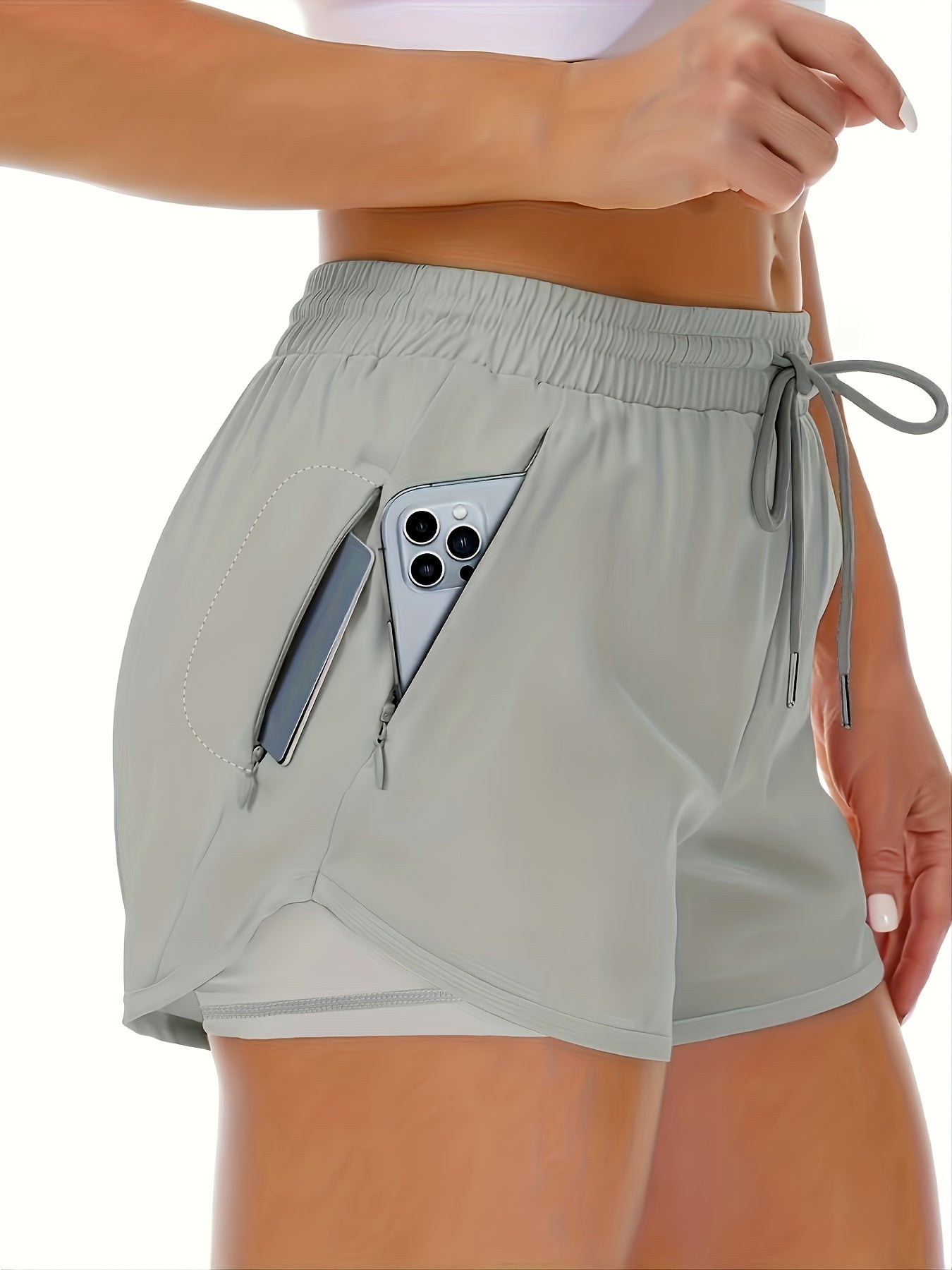 2pcs Causal Sports Shorts With Pocket