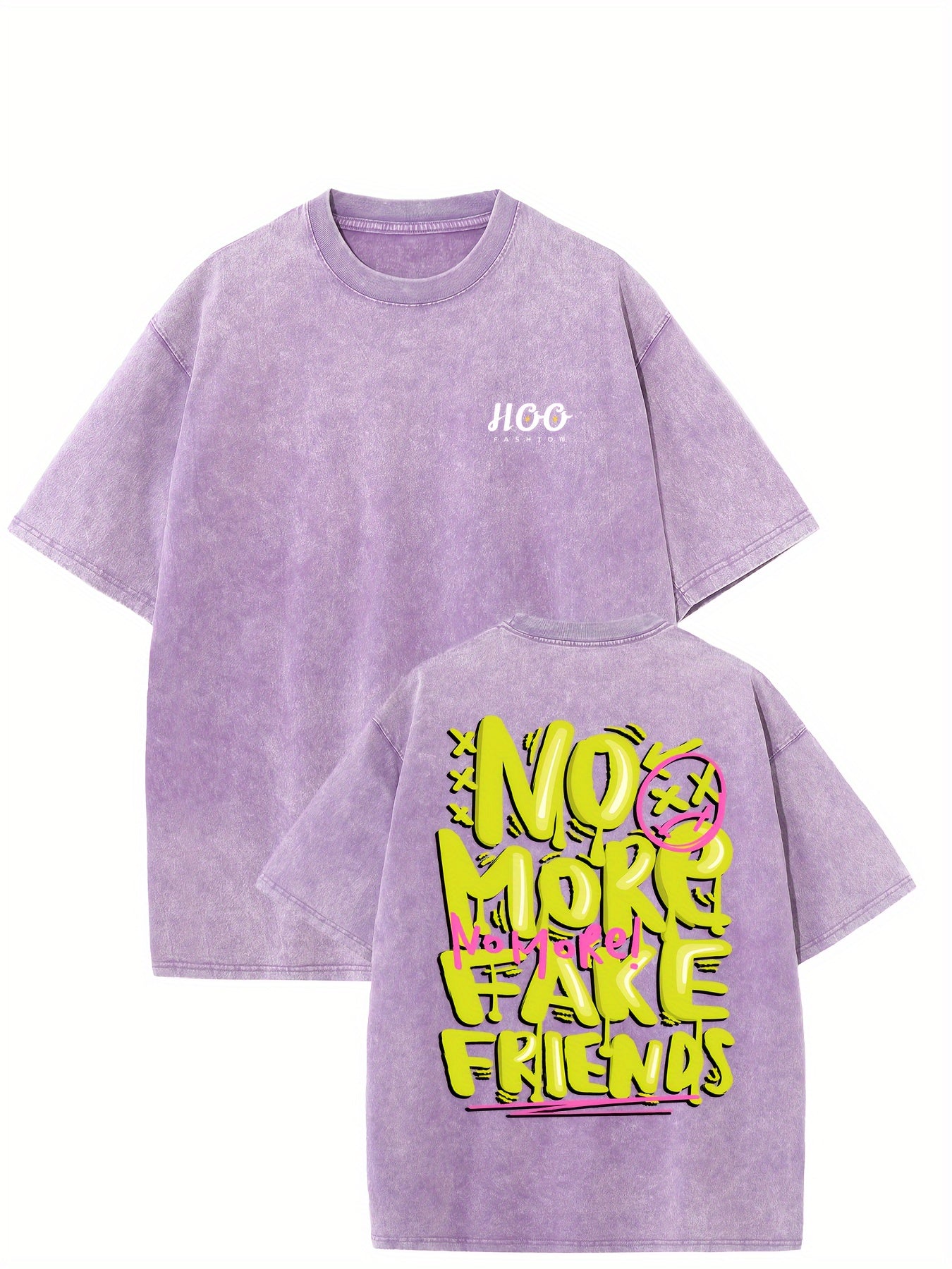 NO MORE FAKE FRIENDS Print Oversized T Shirts