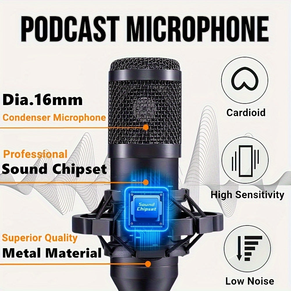 Podcast Equipment Bundle, V8s Audio Interface With All In One Live Sound Card And BM800 Condenser Microphone, Podcast Microphone, Perfect For Recording, Broadcasting, Live Streaming