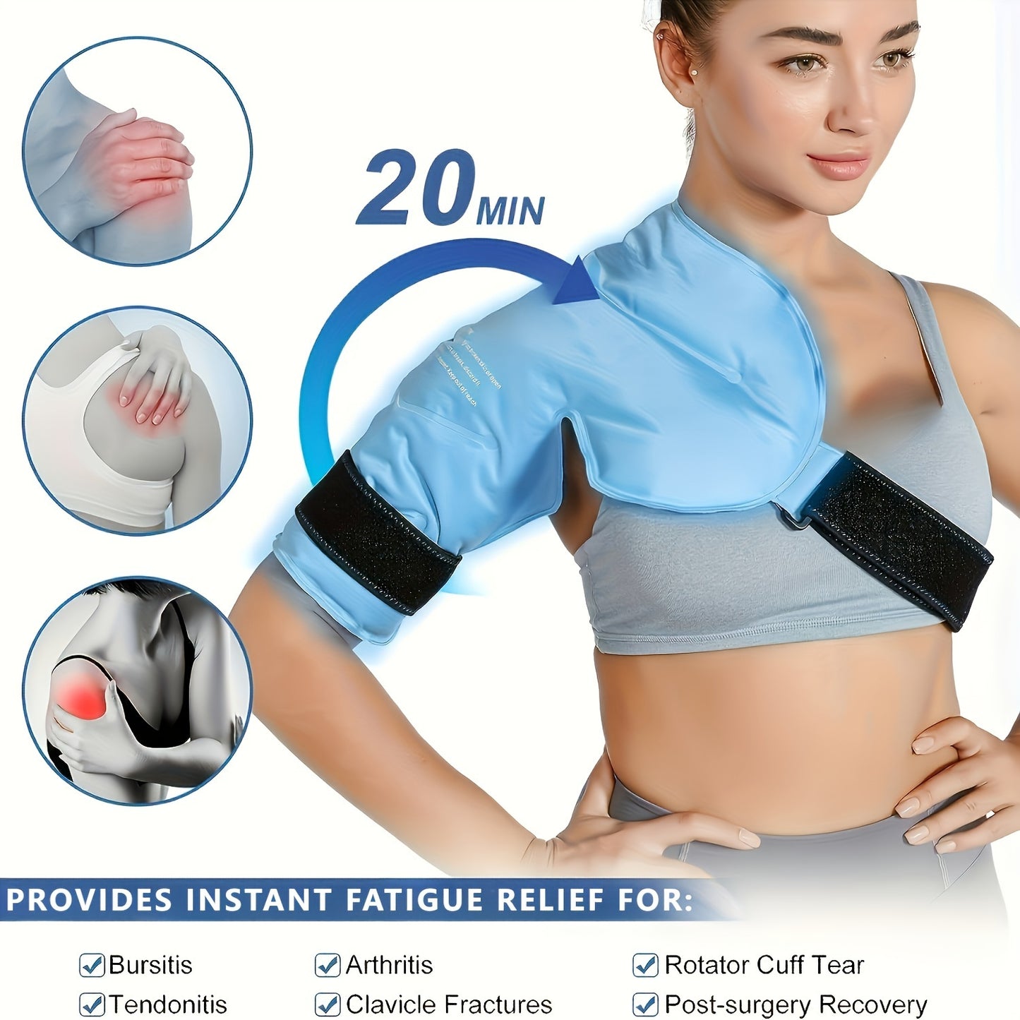 Adjustable Shoulder Ice Pack Wrap, Hot Cold Therapy Gel Pack