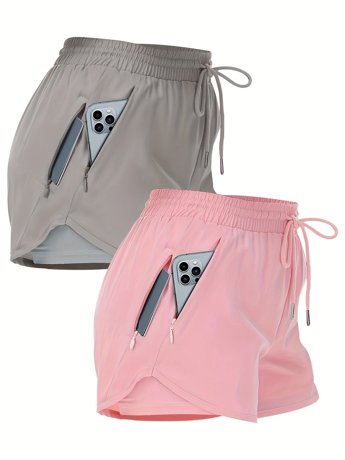 2pcs Causal Sports Shorts With Pocket