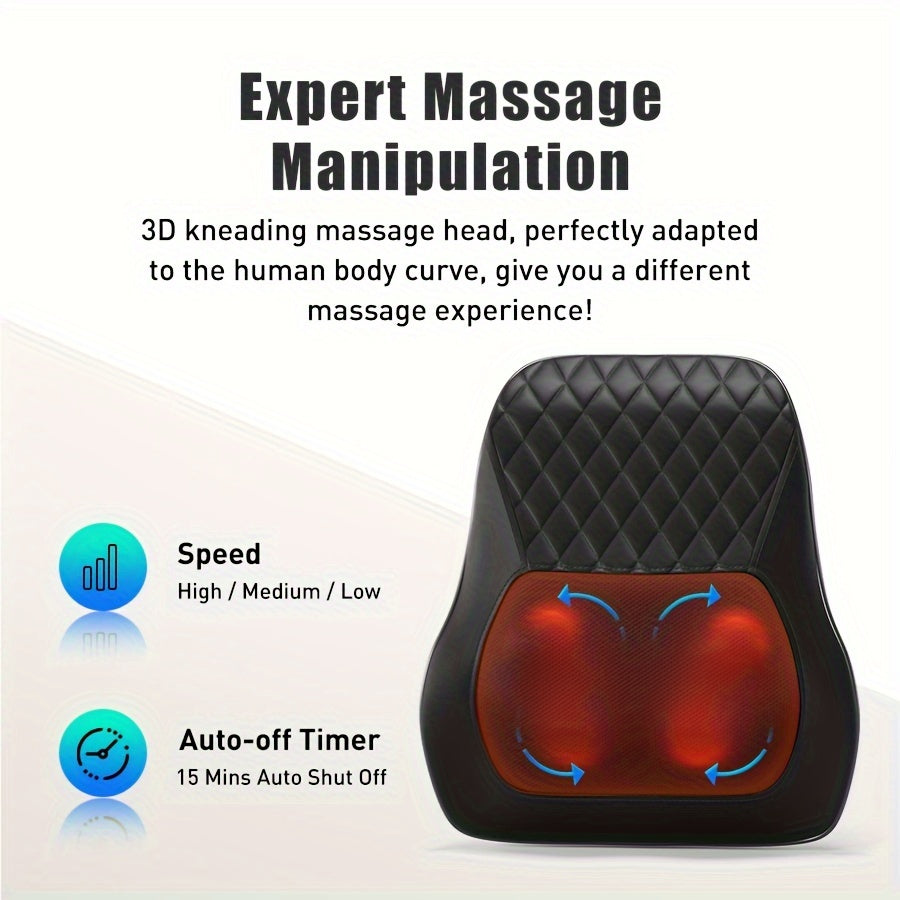 Relaxing 3D Kneading Back & Neck Massager with Heat - Multi-Use for Deep Muscle Relief - The Ultimate Gift for Stress-Free Living