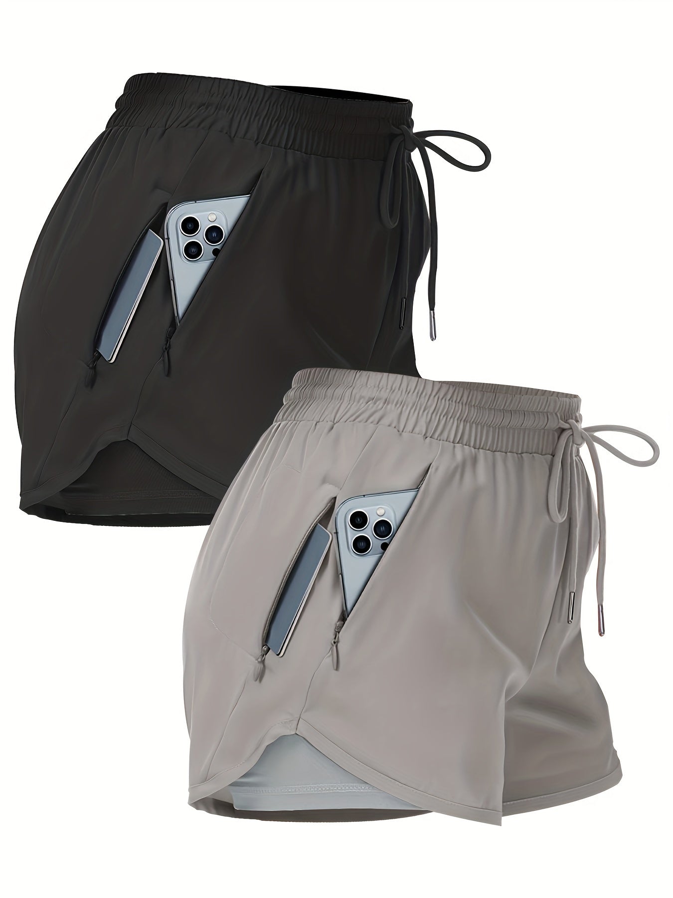 2pcs Causal Sports Shorts With Pocket