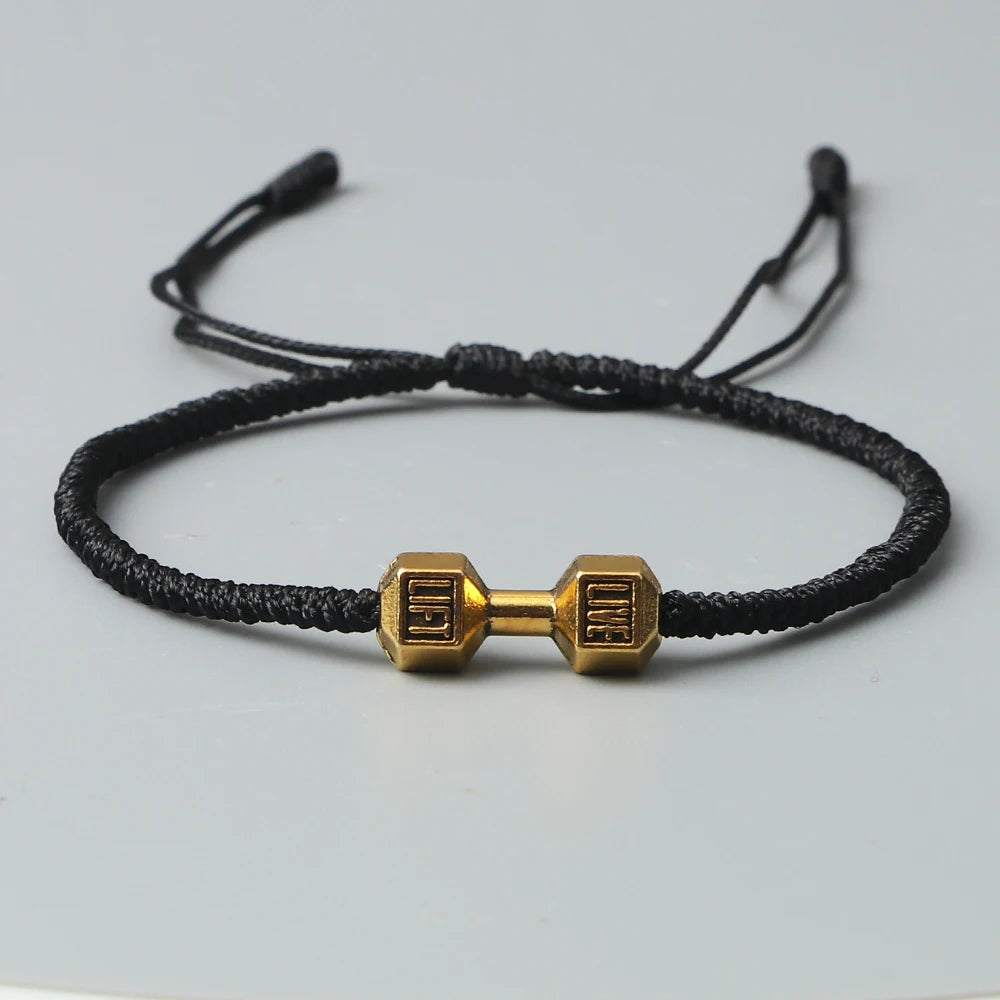 Charm Men Dumbbell Strand Bracelets Handmade Braid Knot