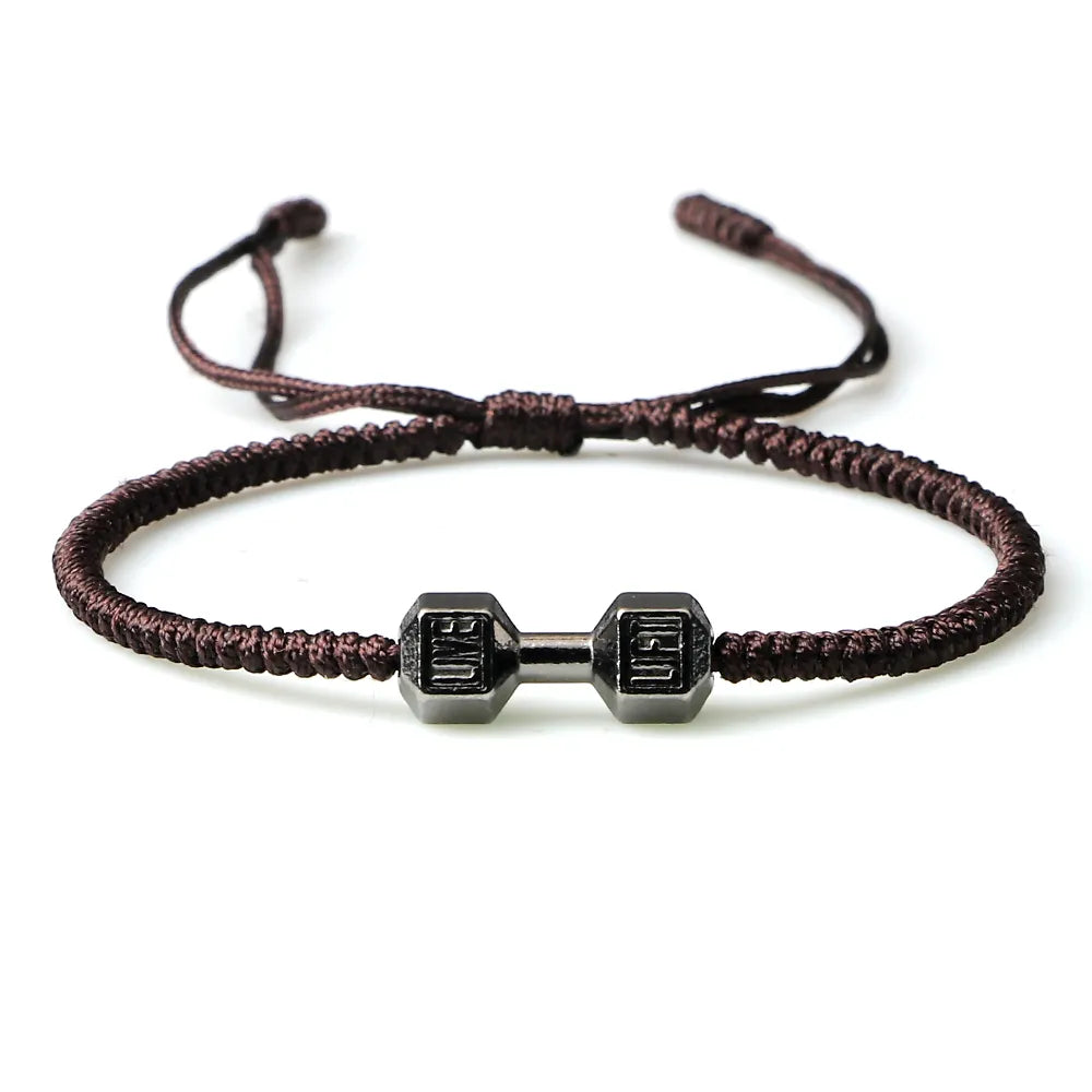 Charm Men Dumbbell Strand Bracelets Handmade Braid Knot