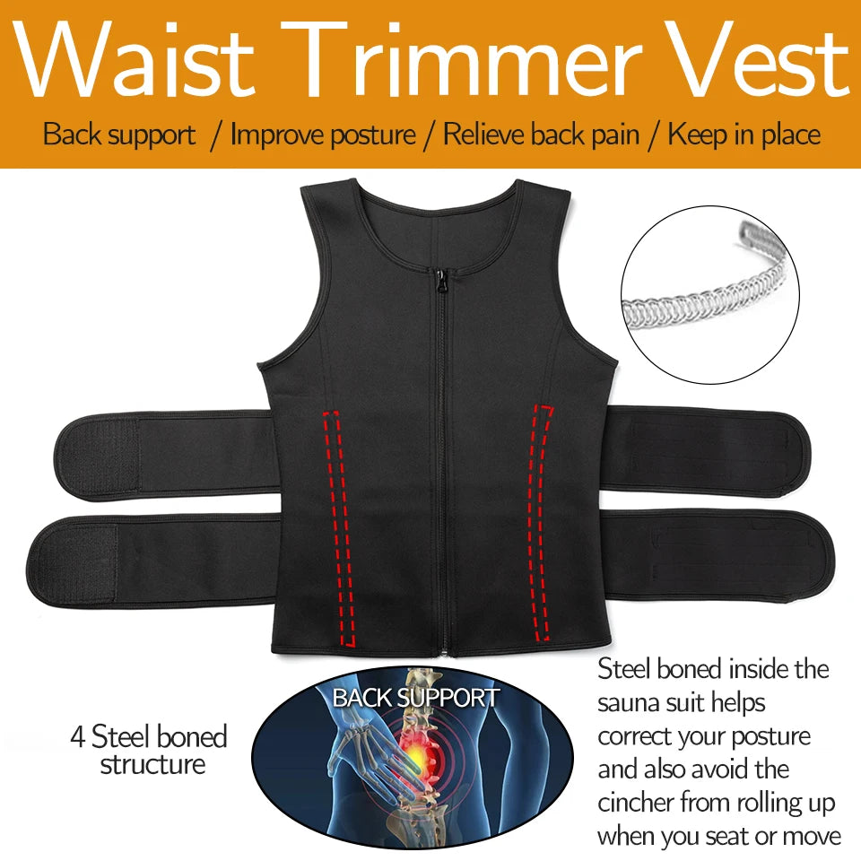 Men's Body Shaper Sauna Sweat Vest Fat Burner Tank Top