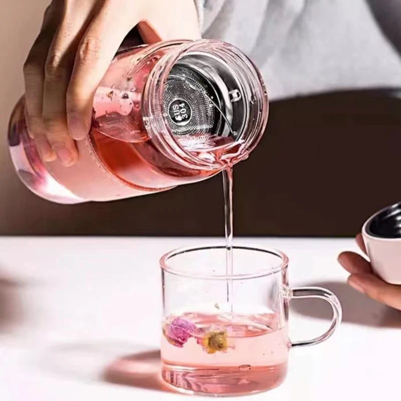 Japanese Style Fashion Glass Bottle 480ml Water Bottle with Tea Infuser Insulation Sleeve