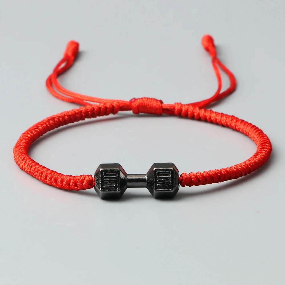 Charm Men Dumbbell Strand Bracelets Handmade Braid Knot