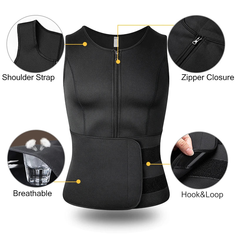 Men's Body Shaper Sauna Sweat Vest Fat Burner Tank Top