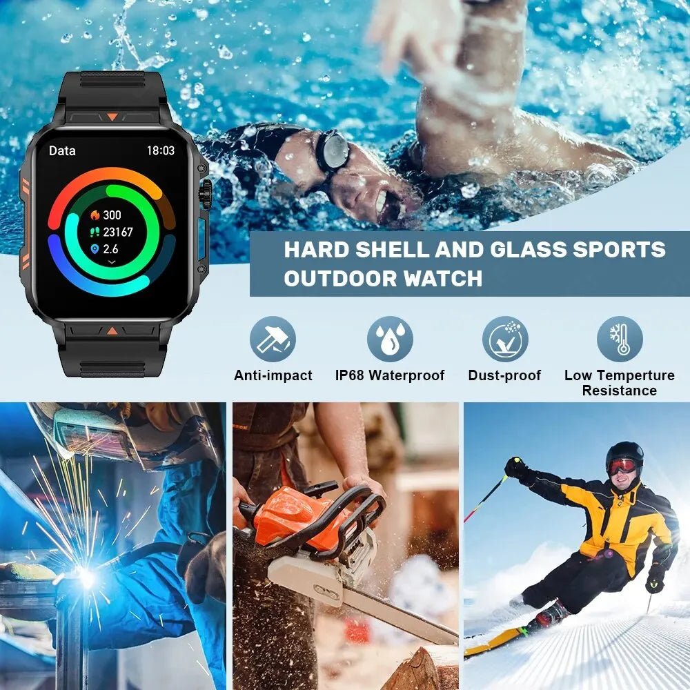 LIGE Smartwatch 1.95 Inch Screen Health Monitoring Waterproof Sport Watch