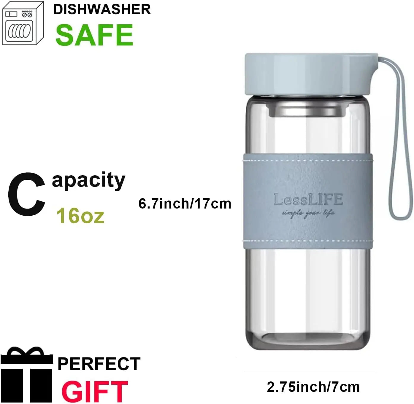 Japanese Style Fashion Glass Bottle 480ml Water Bottle with Tea Infuser Insulation Sleeve