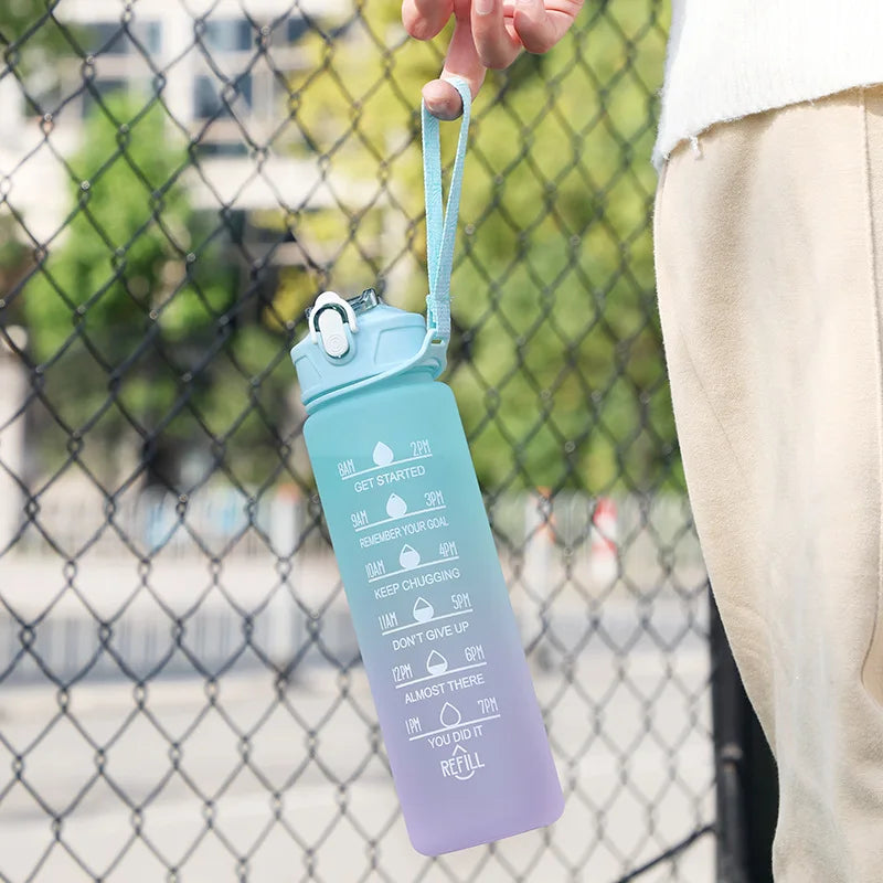 900ML Sports Water Bottle With Time Marker Leak-Proof Cup