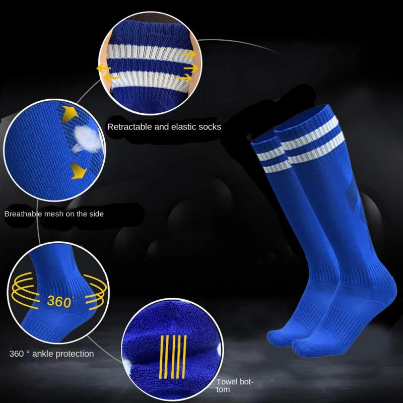 1 Pair Football Sports Socks Long  Knee Cotton Spandex - Adult & Kids Sized