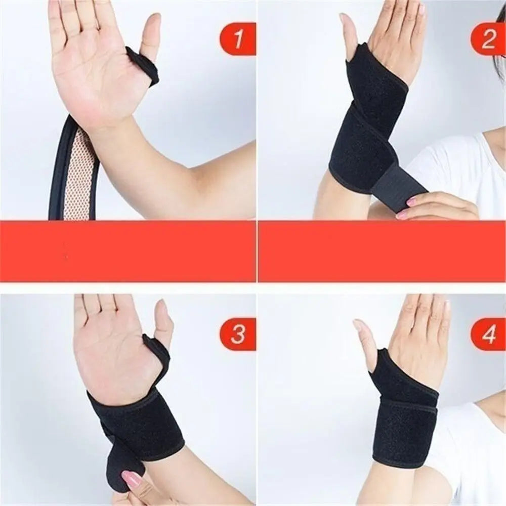 1 Pair Tourmaline Self-Heating Wrist Brace With Infrared Magnetic Therapy Pad