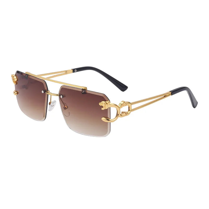 Fashion Metal Leopard Rimless Sunglasses