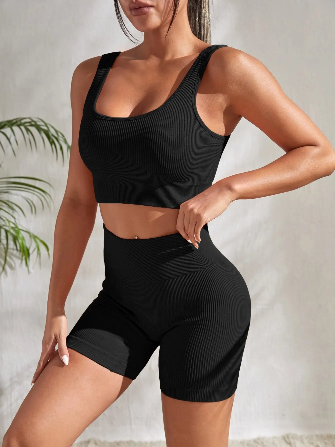 Seamless Ribbed Yoga Matching Set