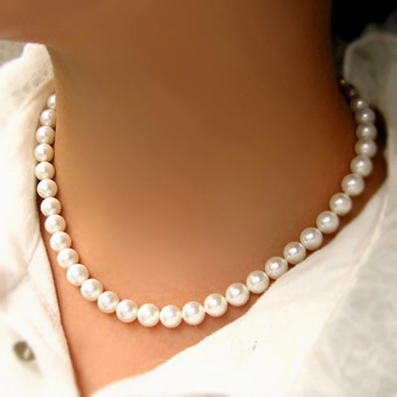 Elegant Women's Simulated Pearl Choker Necklace