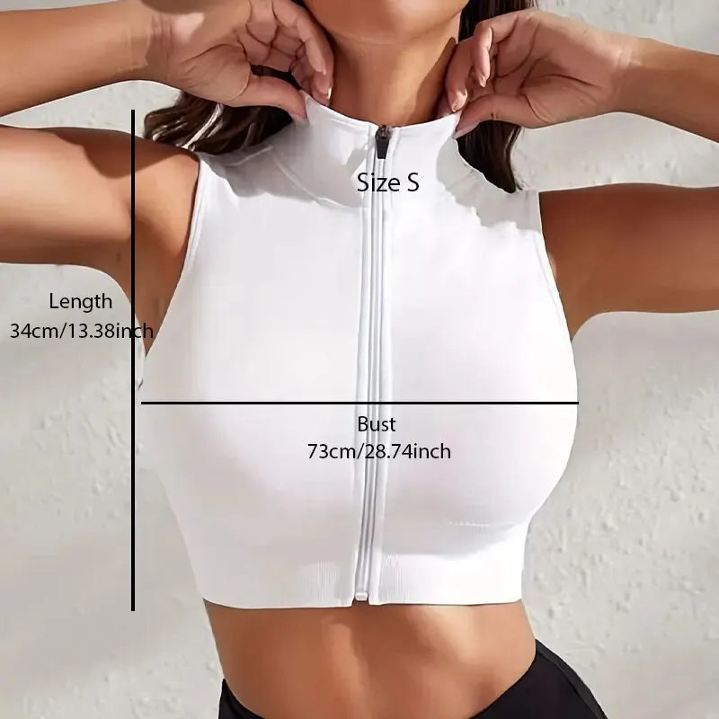 Women's 2-piece Breathable Yoga Zipper Exercise Vest Top