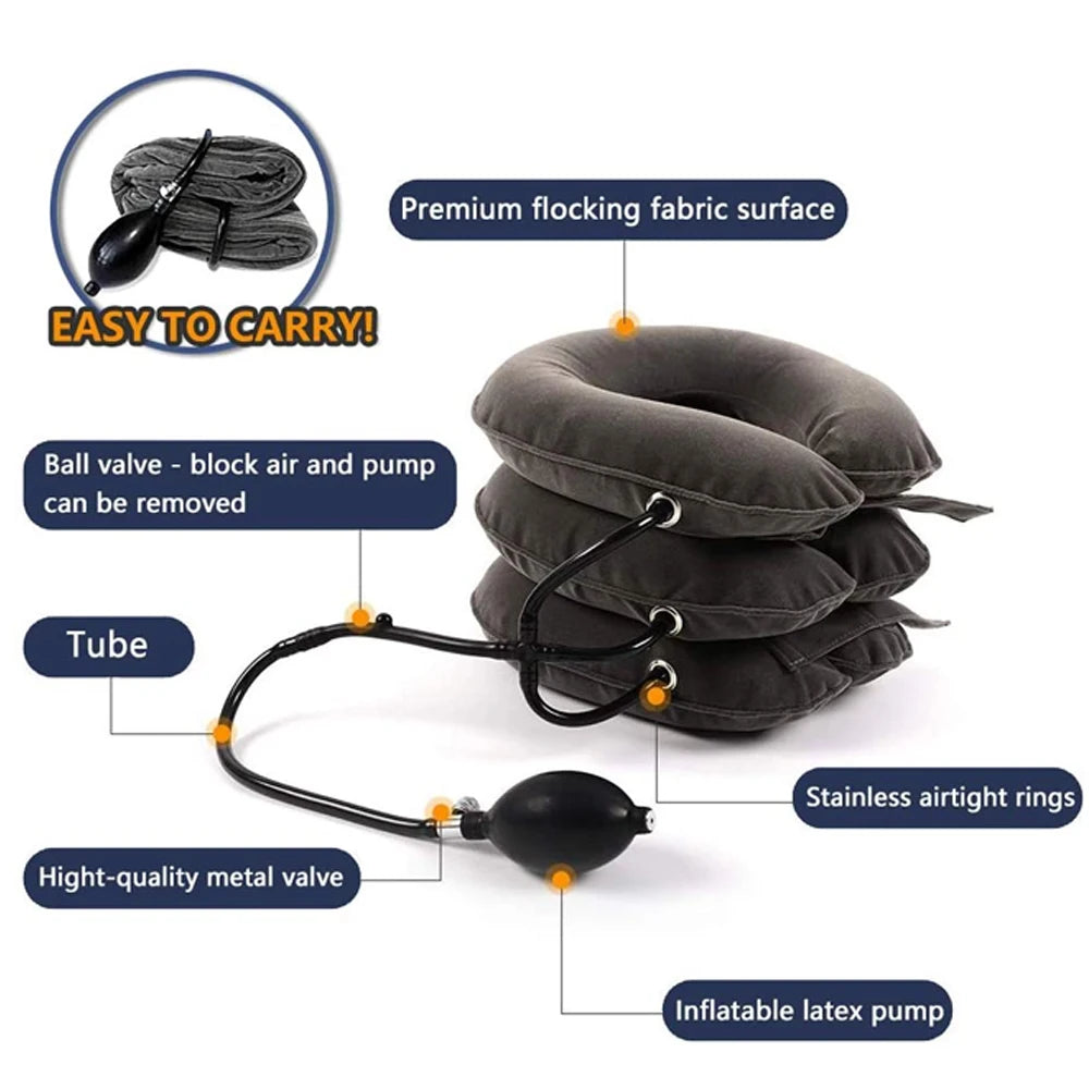 Inflatable Neck Collar Traction Device for Chronic Neck & Shoulder Alignment Pain