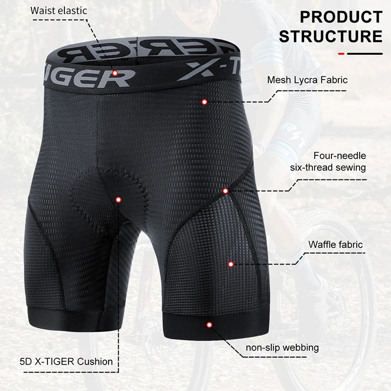 Men's Cycling Underwear Shorts 5D Padded