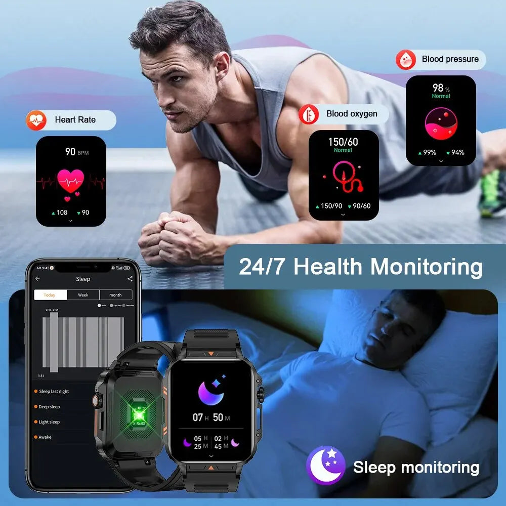 LIGE Smartwatch 1.95 Inch Screen Health Monitoring Waterproof Sport Watch