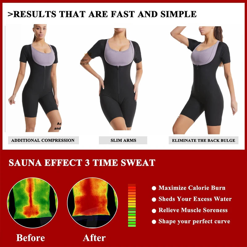 Women's Zip Up Sauna Sweat Suit Waist Trainer