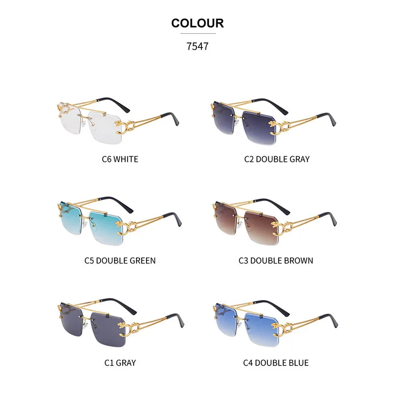 Fashion Metal Leopard Rimless Sunglasses