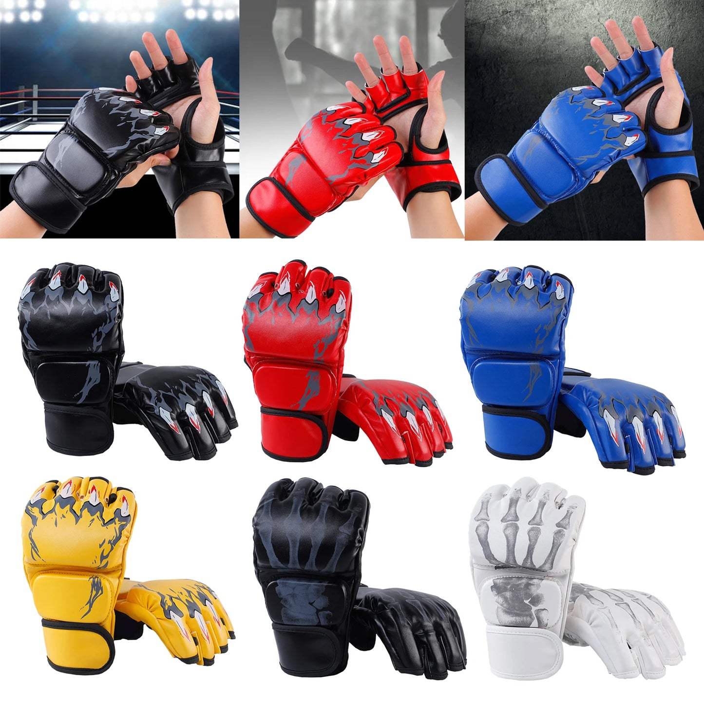 Kick Boxing MMA Gloves for Men Women PU