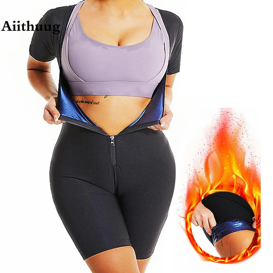 Women's Zip Up Sauna Sweat Suit Waist Trainer