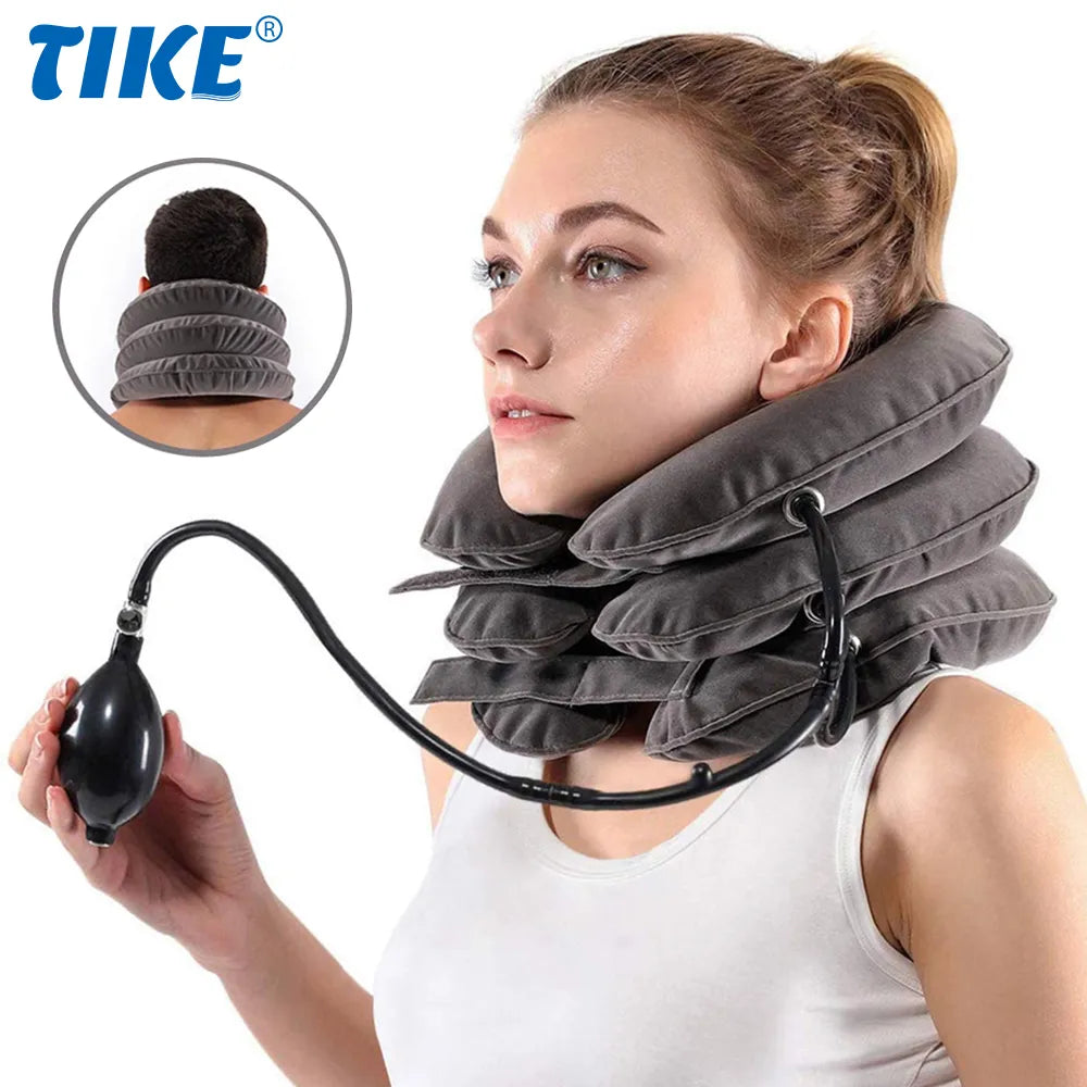 Inflatable Neck Collar Traction Device for Chronic Neck & Shoulder Alignment Pain