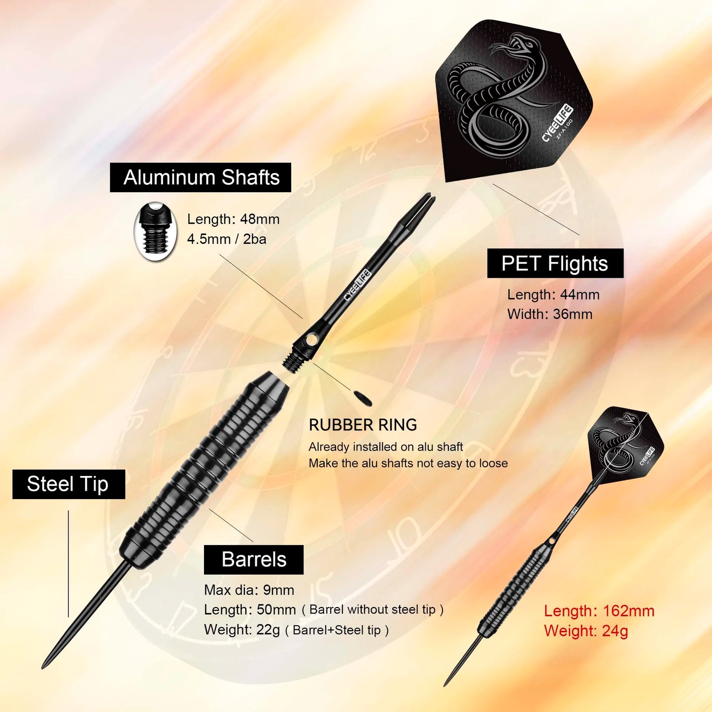 3pcs 24g Professional Flying Dart Steel Needle Tip