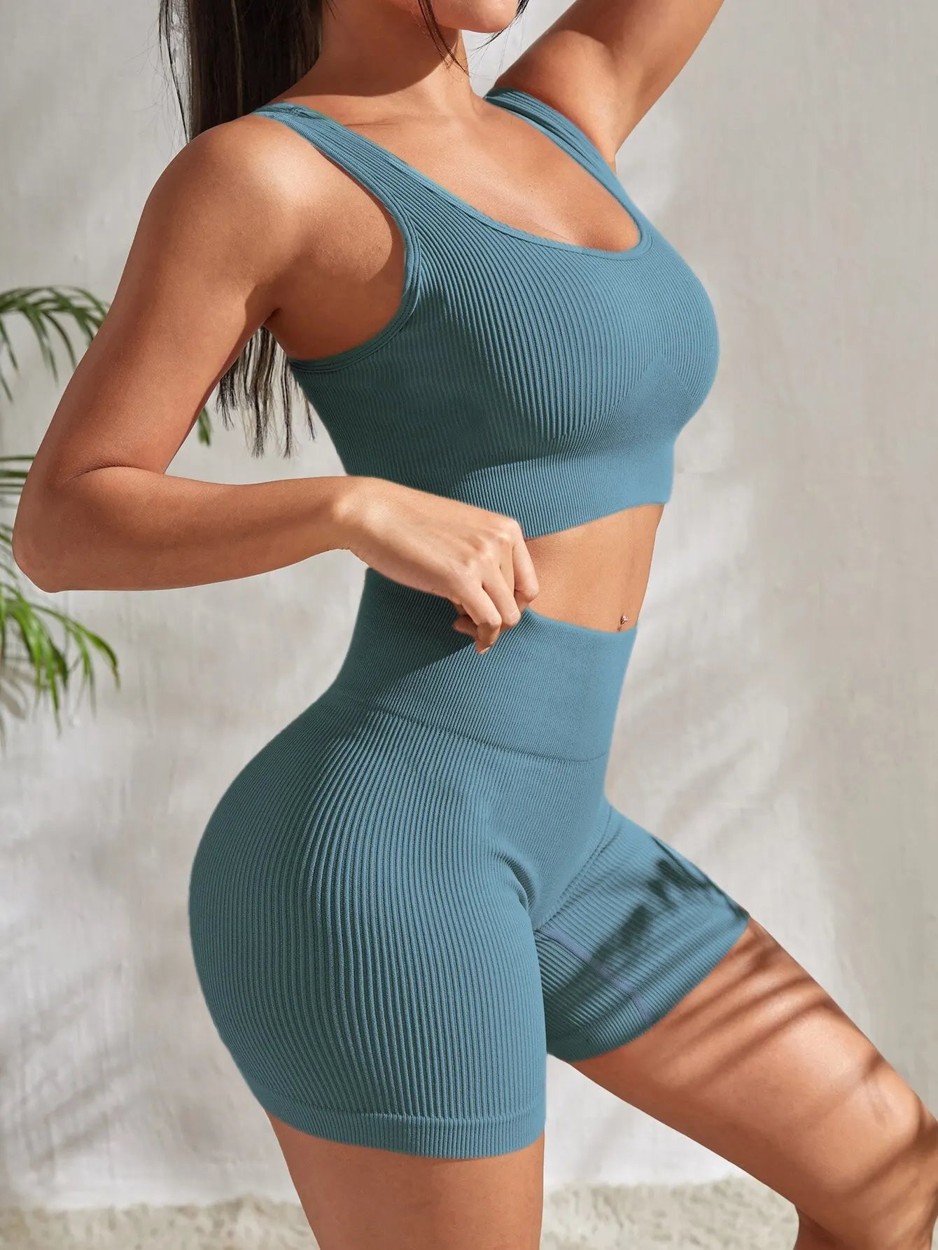 Seamless Ribbed Yoga Matching Set