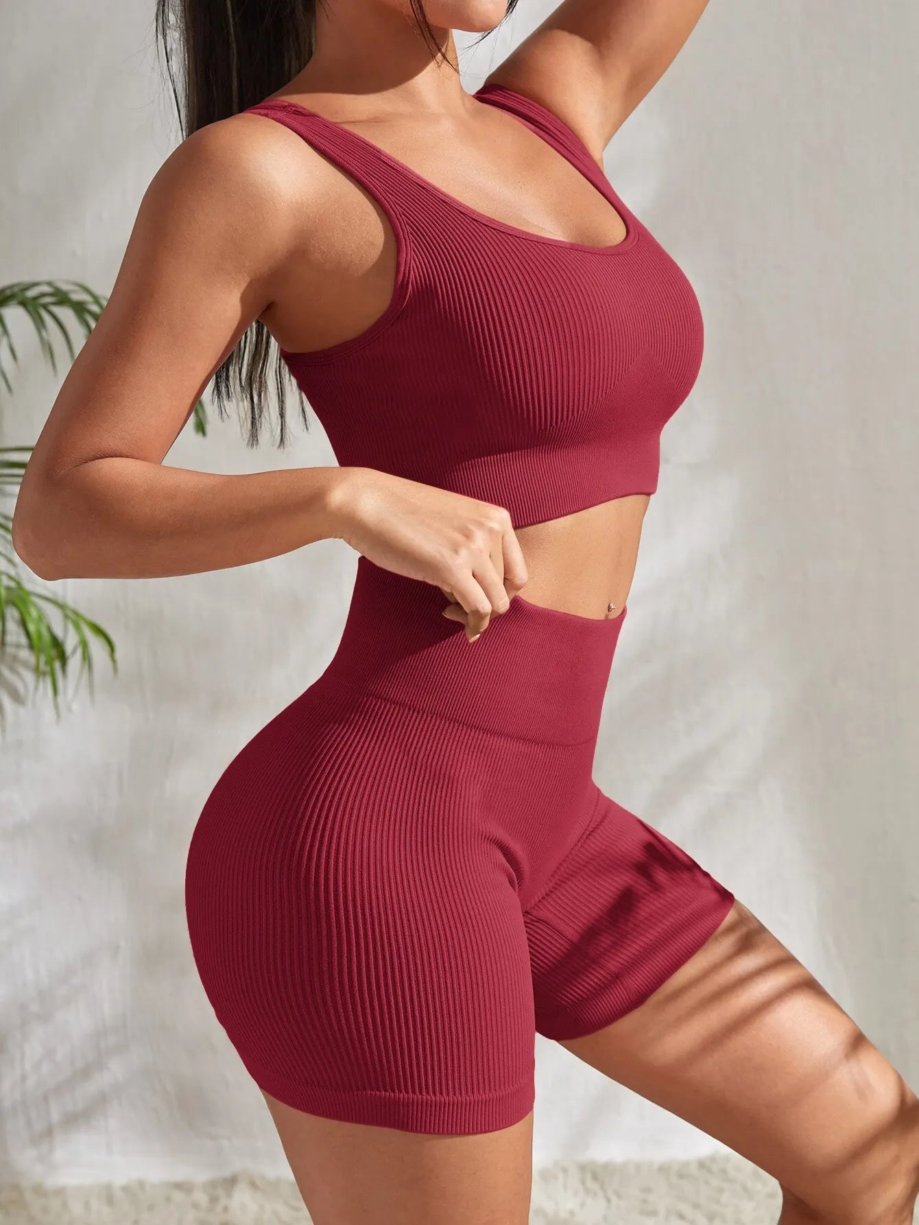 Seamless Ribbed Yoga Matching Set