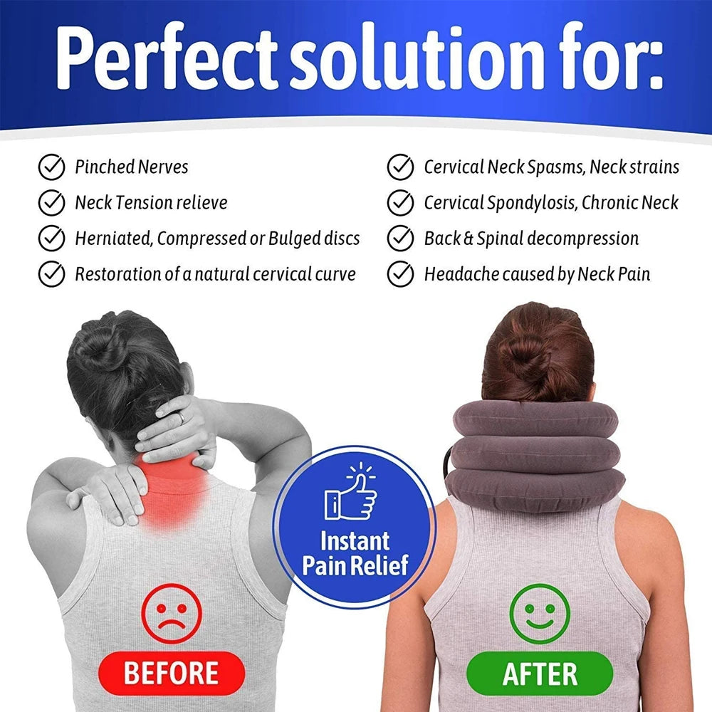 Inflatable Neck Collar Traction Device for Chronic Neck & Shoulder Alignment Pain