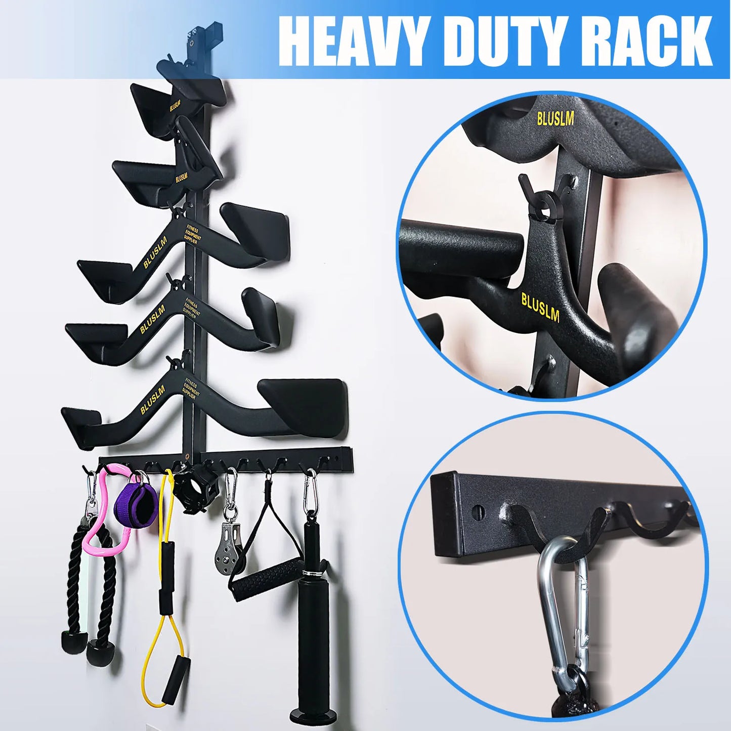 Detachable Floor/Wall Style Fitness Equipment Accessories Handle Placement Rack Gym Resistance Belt Storage Rack Space Saving