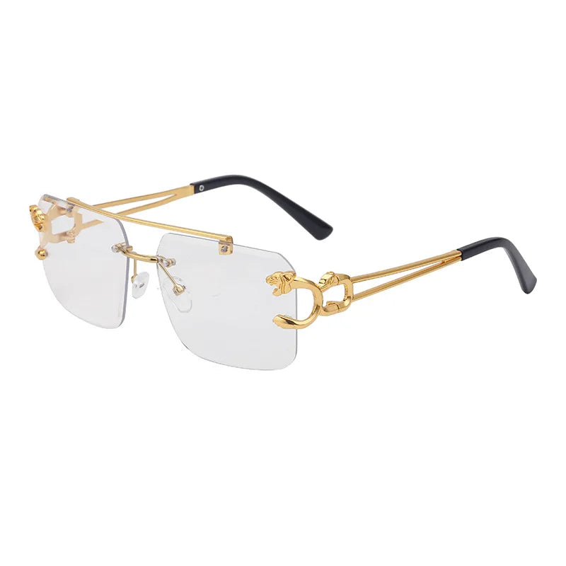 Fashion Metal Leopard Rimless Sunglasses