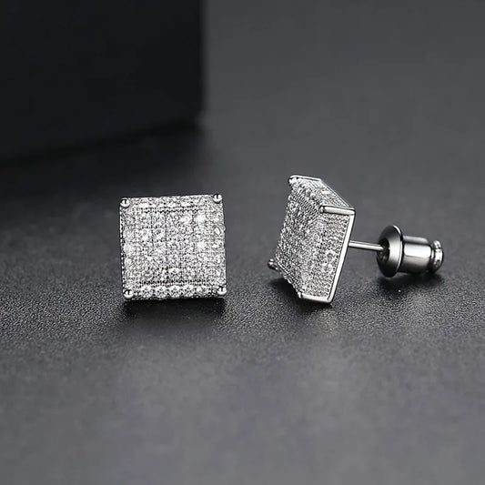 Square Cubic Zirconia Stud Earrings