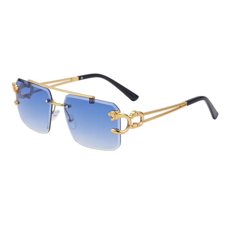 Fashion Metal Leopard Rimless Sunglasses