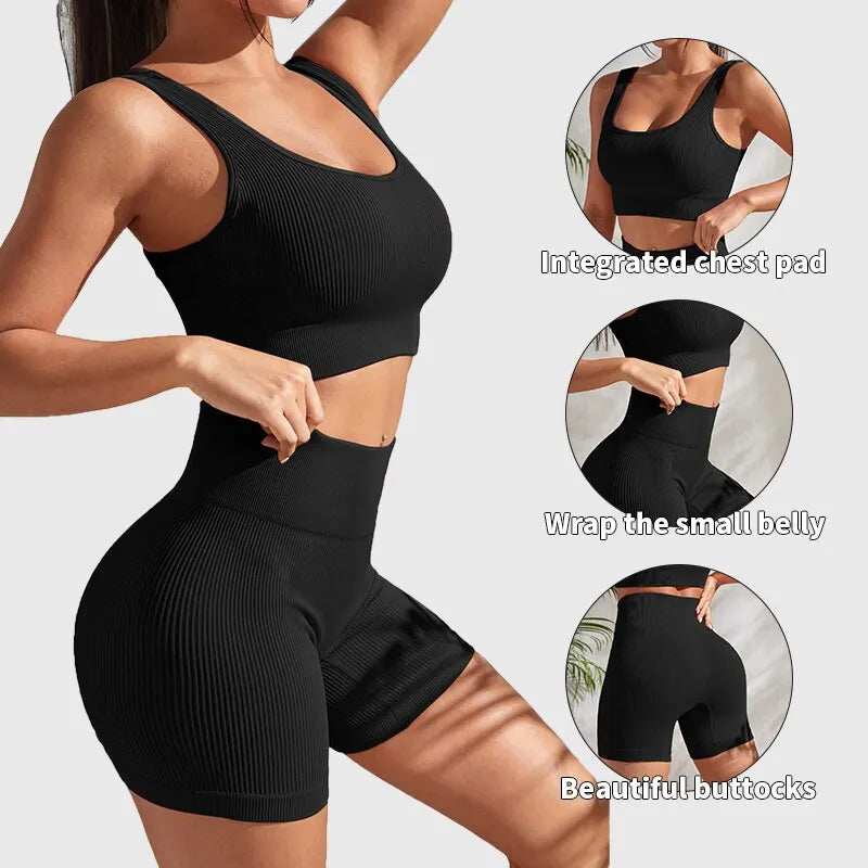 Seamless Ribbed Yoga Matching Set